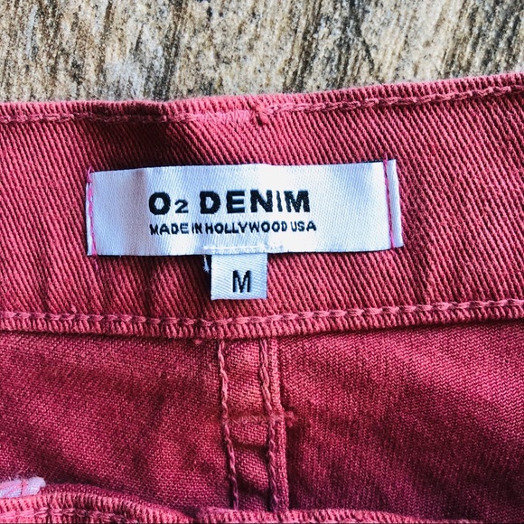 Burgundy denim cutoff shorts - Picture 4 of 5